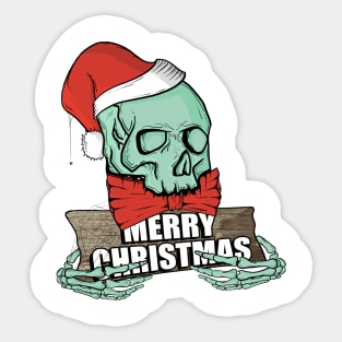 Vintage Skull Christmas Santa hat Funny design Sticker